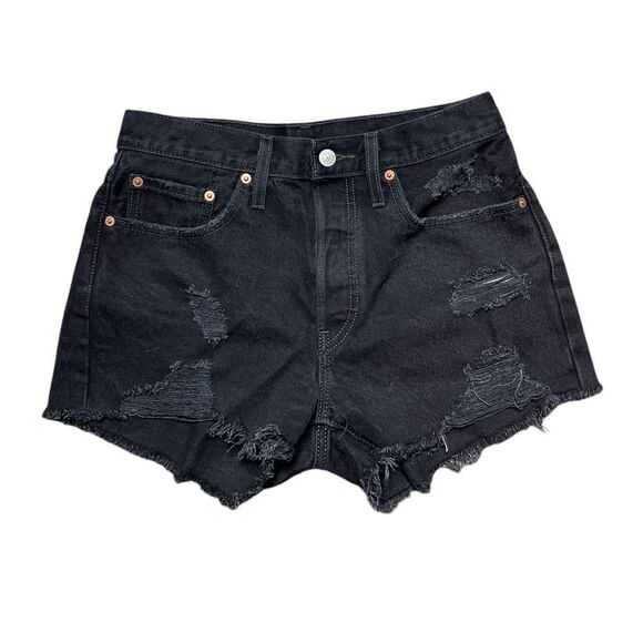 Levi’s 501 Original Cutoff Denim Short Black Size 27 - Picture 2 of 6
